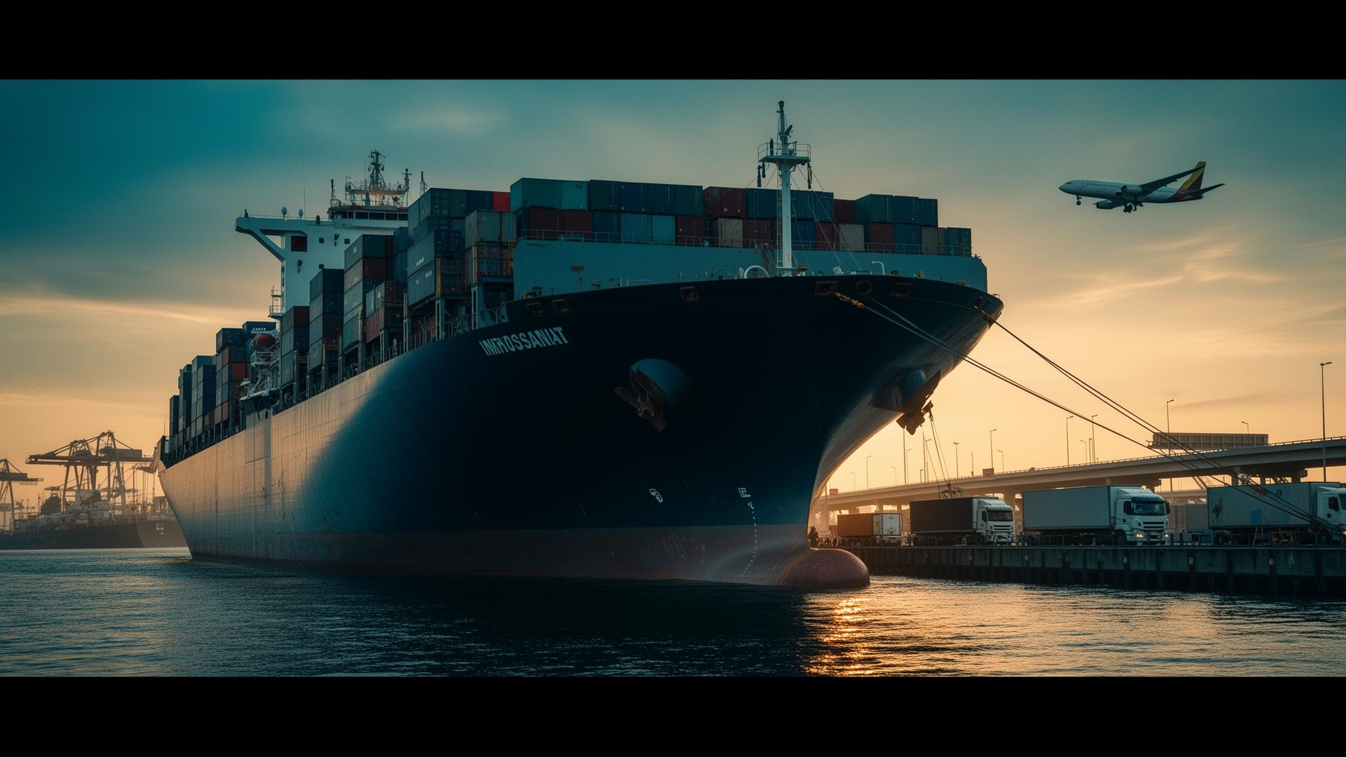 International logistics hub with sea, road and air cargo operations